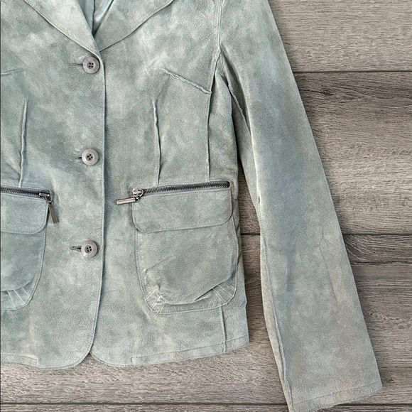 Nuage light green suede leather jacket - Picture 4 of 6